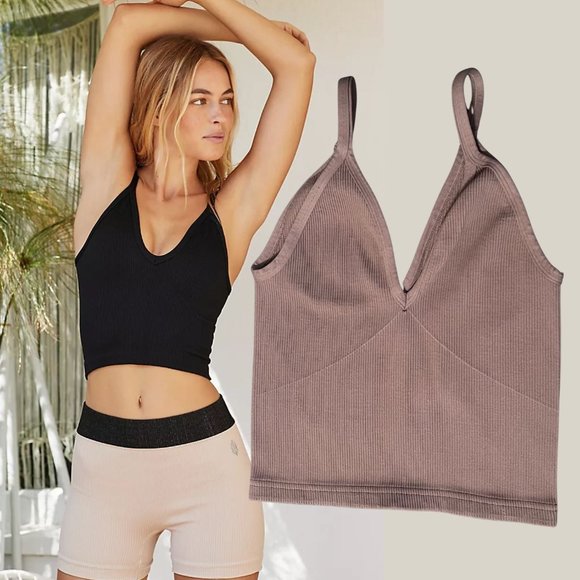FP Movement Happiness Runs V Neck in Brown - Picture 1 of 4